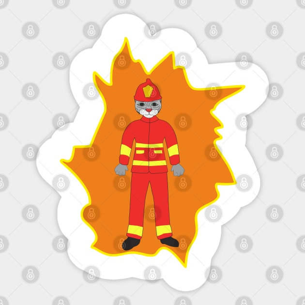 Firefighter cat Sticker by Alekvik